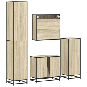 Set Mobili da Bagno 4 pz Rovere Sonoma in Legno Multistrato 3301206