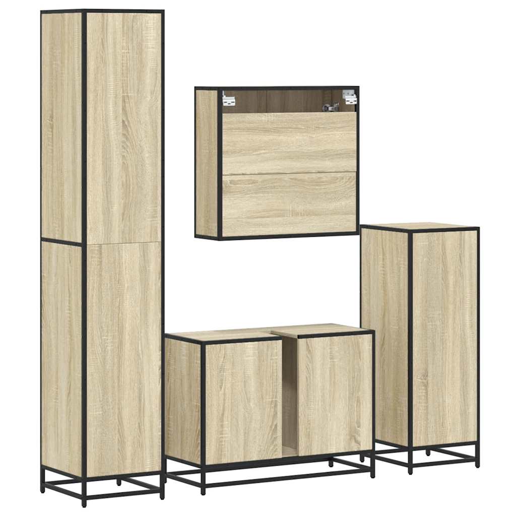 Set Mobili da Bagno 4 pz Rovere Sonoma in Legno Multistrato 3301211