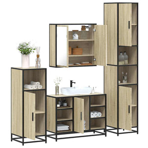 Set Mobili da Bagno 4 pz Rovere Sonoma in Legno Multistrato 3301211