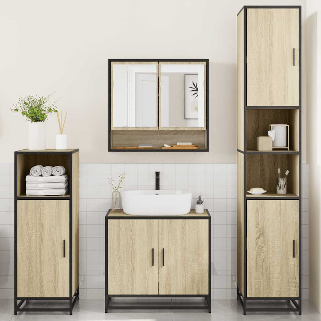 Set Mobili da Bagno 4 pz Rovere Sonoma in Legno Multistrato 3301216