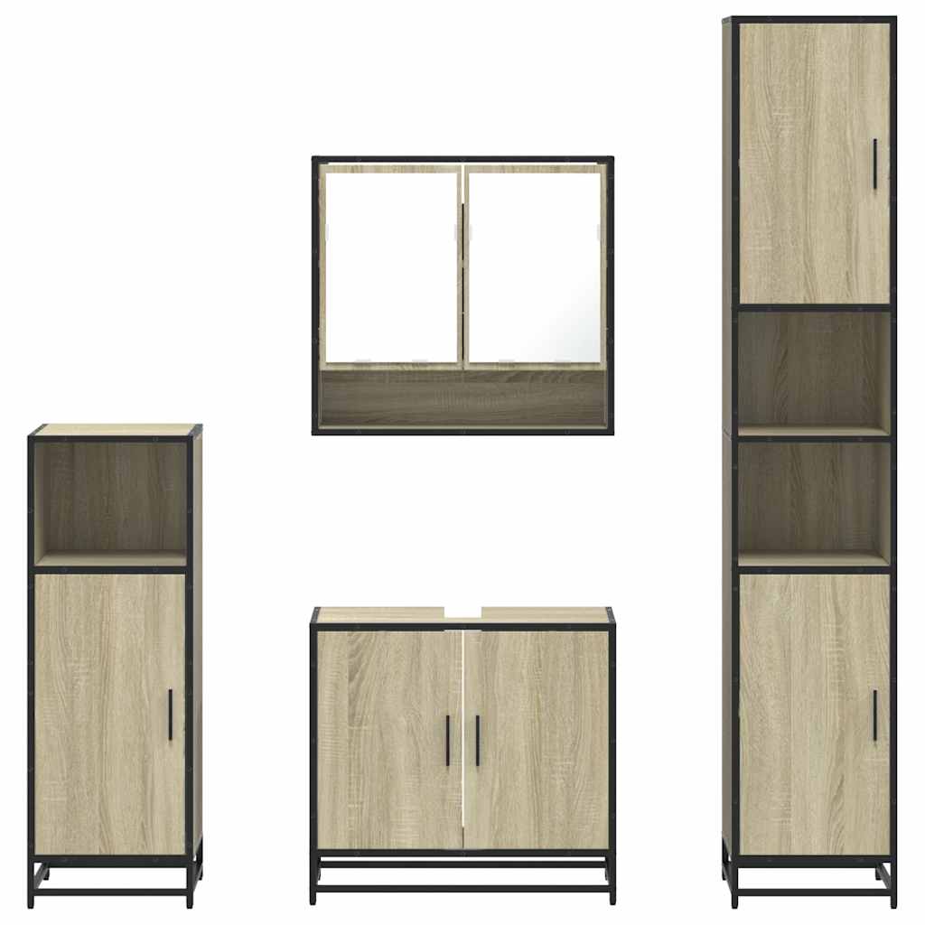 vidaXL Set Mobili da Bagno 4 pz Rovere Sonoma in Legno Multistrato