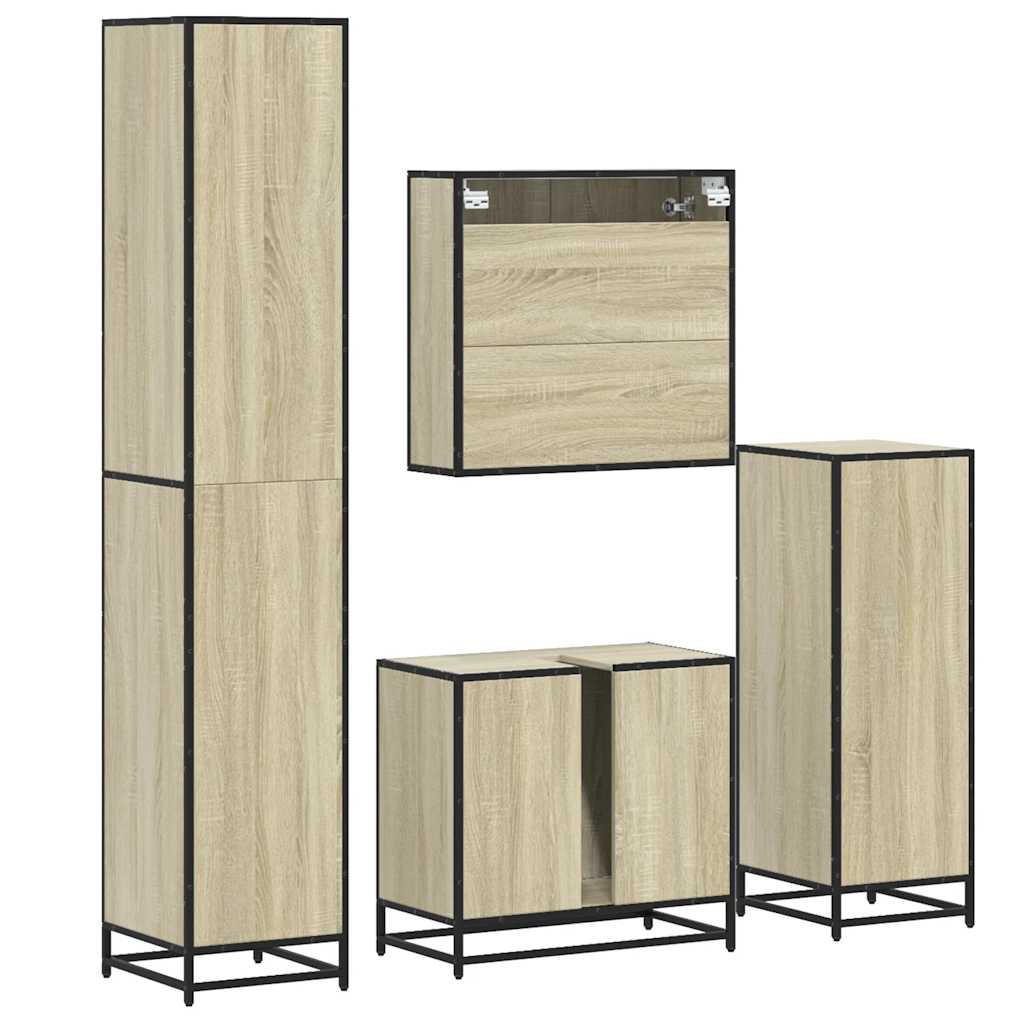 Set Mobili da Bagno 4 pz Rovere Sonoma in Legno Multistrato 3301216