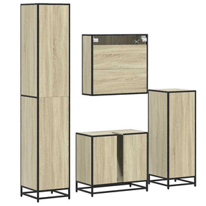 Set Mobili da Bagno 4 pz Rovere Sonoma in Legno Multistrato 3301216