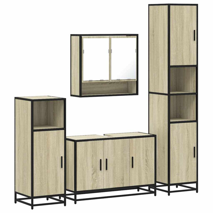 Set Mobili da Bagno 4 pz Rovere Sonoma in Legno Multistrato 3301221