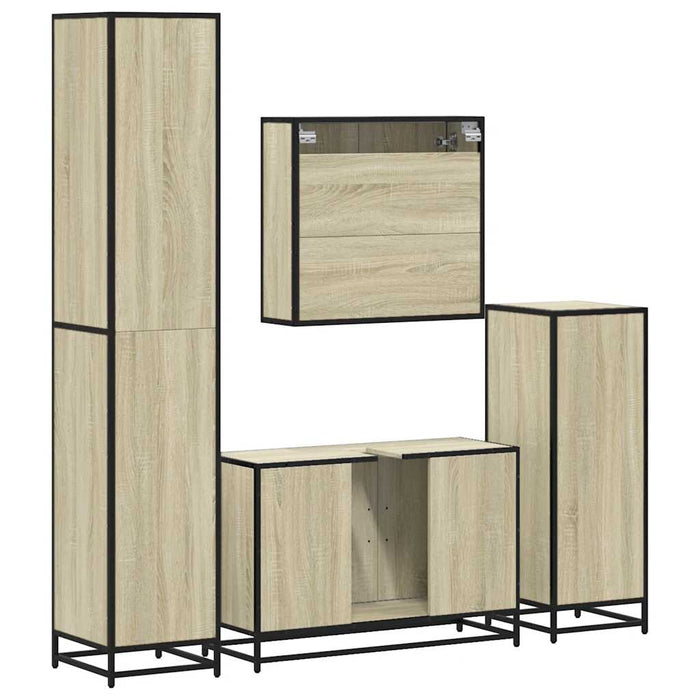 Set Mobili da Bagno 4 pz Rovere Sonoma in Legno Multistrato 3301221