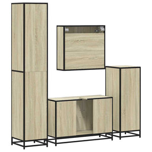 vidaXL Set Mobili da Bagno 4 pz Rovere Sonoma in Legno Multistrato