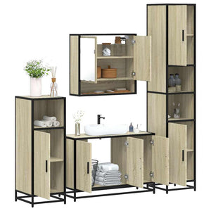 Set Mobili da Bagno 4 pz Rovere Sonoma in Legno Multistrato 3301221