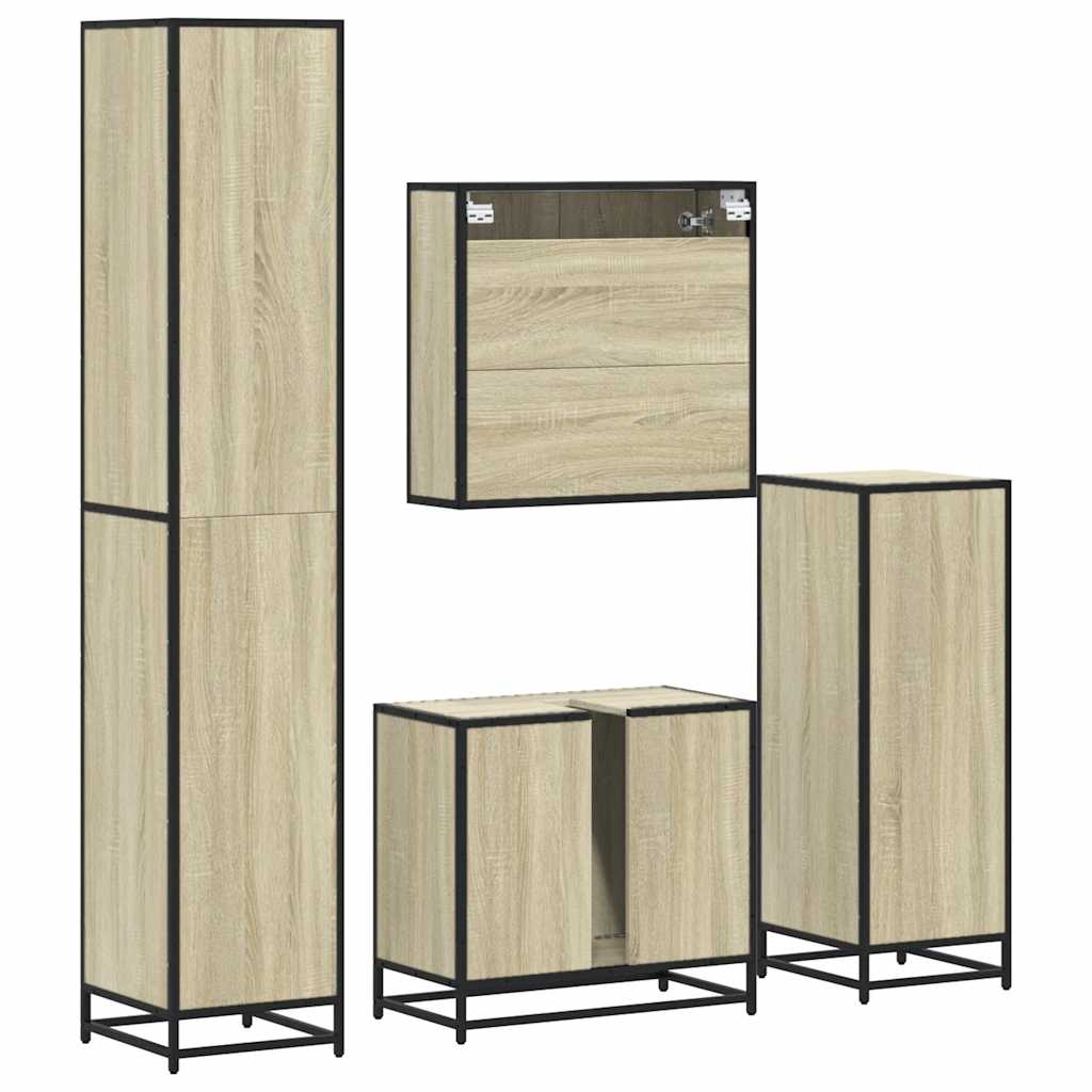 Set Mobili da Bagno 4 pz Rovere Sonoma in Legno Multistrato 3301226