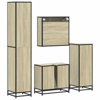 Set Mobili da Bagno 4 pz Rovere Sonoma in Legno Multistrato 3301226