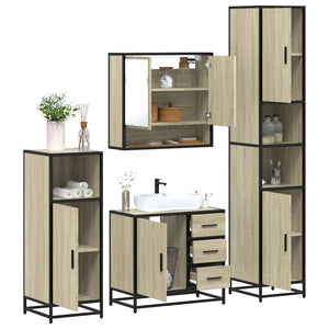 Set Mobili da Bagno 4 pz Rovere Sonoma in Legno Multistrato 3301226