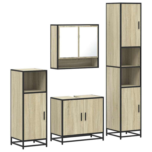 vidaXL Set Mobili da Bagno 4 pz Rovere Sonoma in Legno Multistrato