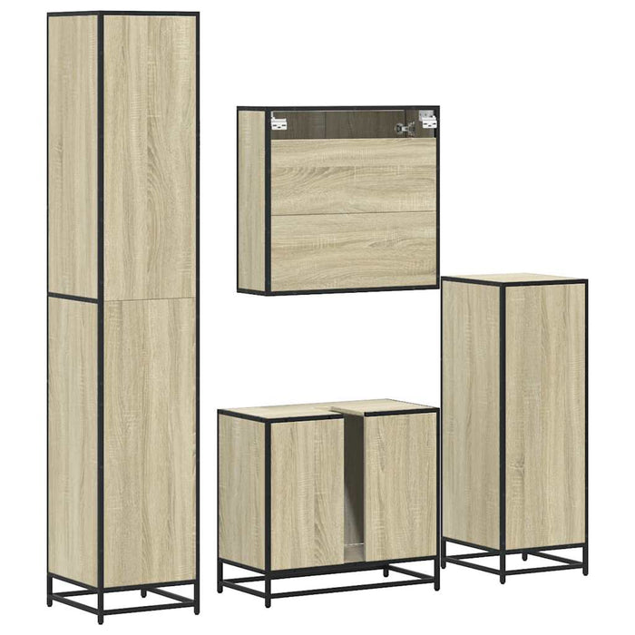 vidaXL Set Mobili da Bagno 4 pz Rovere Sonoma in Legno Multistrato
