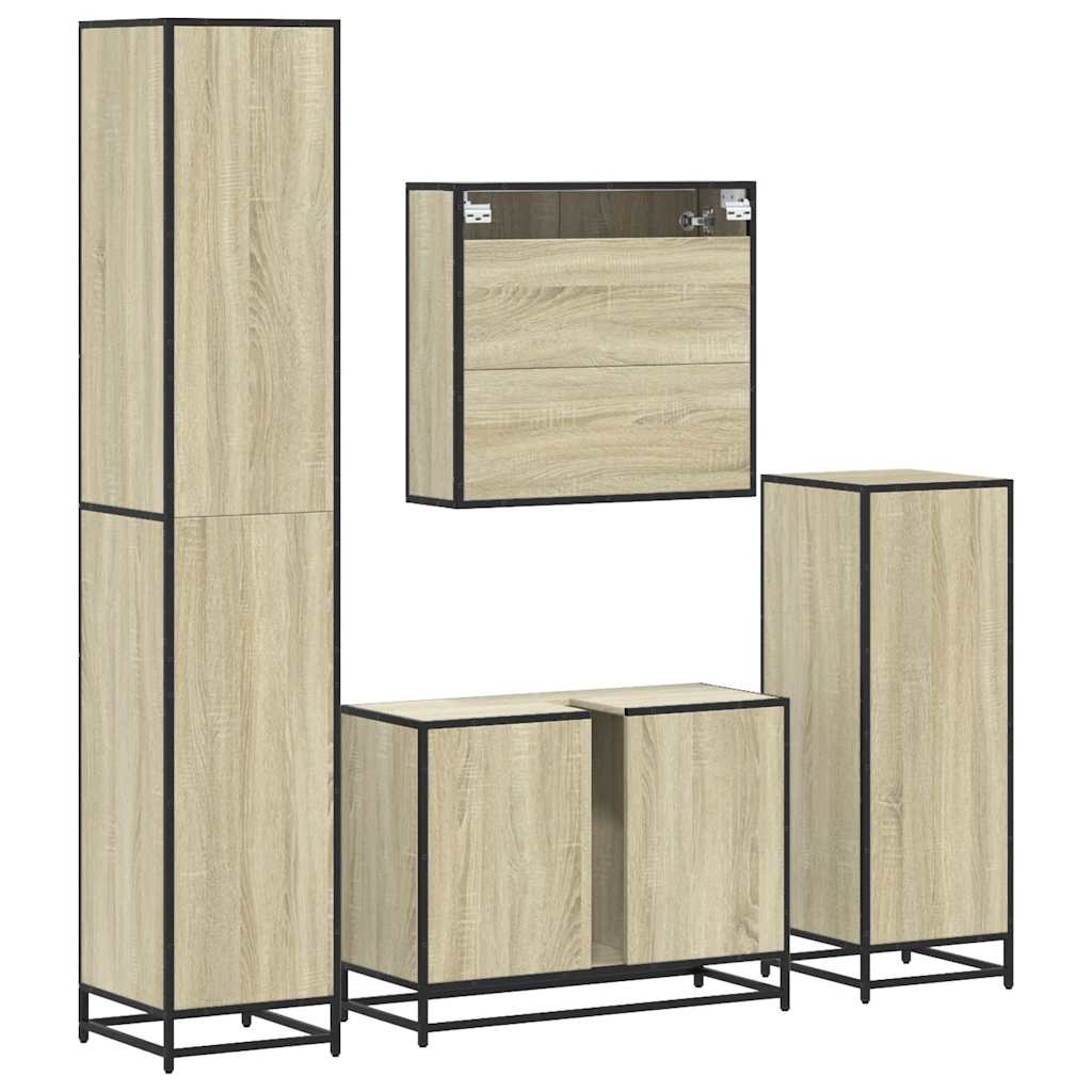 vidaXL Set Mobili da Bagno 4 pz Rovere Sonoma in Legno Multistrato