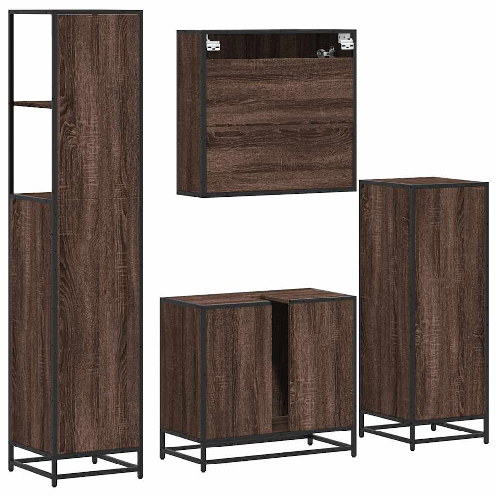 vidaXL Set Mobili da Bagno 4 pz Rovere Marrone in Legno Multistrato