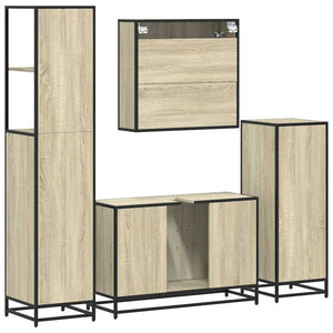 Set Mobili da Bagno 4 pz Rovere Sonoma in Legno Multistrato 3301251