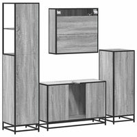 Set Mobili da Bagno 4 pz Grigio Sonoma in Legno Multistrato 3301253