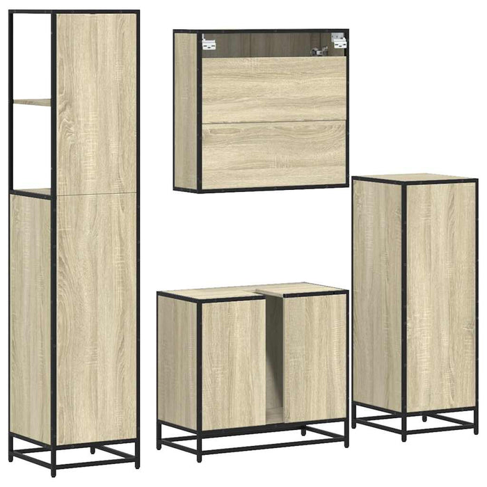 Set Mobili da Bagno 4 pz Rovere Sonoma in Legno Multistrato 3301256
