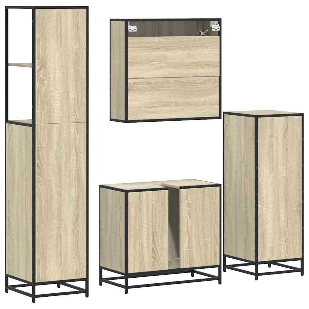 Set Mobili da Bagno 4 pz Rovere Sonoma in Legno Multistrato 3301266