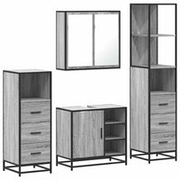 Set Mobili da Bagno 4 pz Grigio Sonoma in Legno Multistrato 3301268