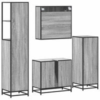 Set Mobili da Bagno 4 pz Grigio Sonoma in Legno Multistrato 3301268