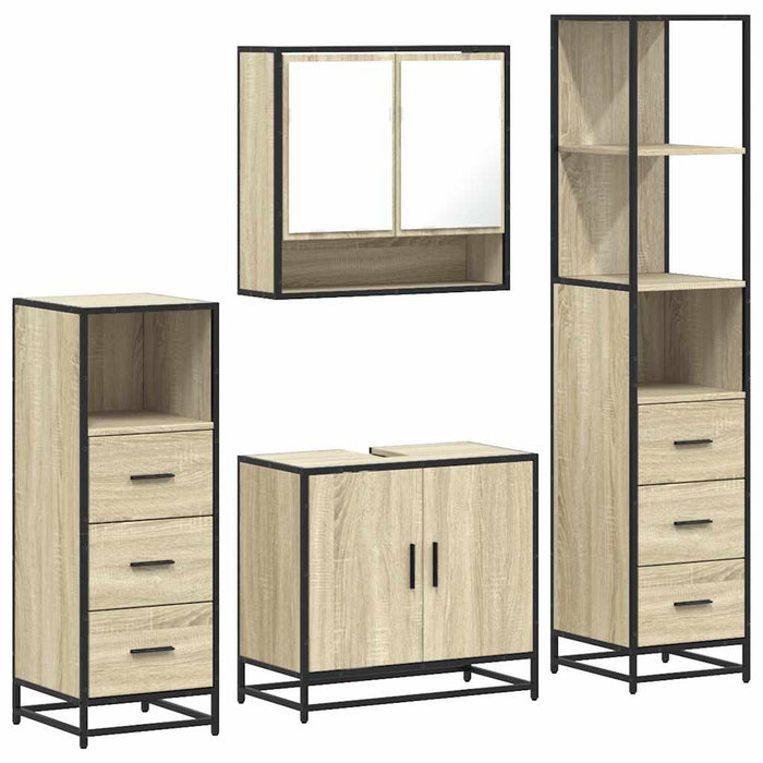 vidaXL Set Mobili da Bagno 4 pz Rovere Sonoma in Legno Multistrato