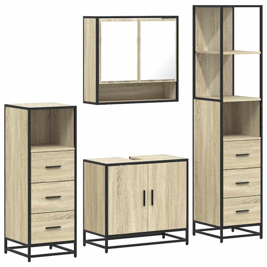 Set Mobili da Bagno 4 pz Rovere Sonoma in Legno Multistrato 3301276