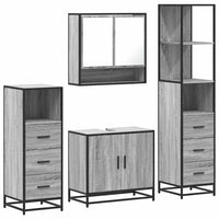Set Mobili da Bagno 4 pz Grigio Sonoma in Legno Multistrato 3301278