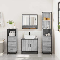 Set Mobili da Bagno 4 pz Grigio Sonoma in Legno Multistrato