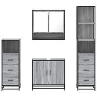 Set Mobili da Bagno 4 pz Grigio Sonoma in Legno Multistrato 3301278