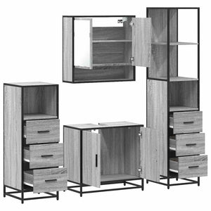 Set Mobili da Bagno 4 pz Grigio Sonoma in Legno Multistrato 3301278