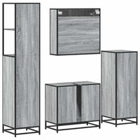 Set Mobili da Bagno 4 pz Grigio Sonoma in Legno Multistrato