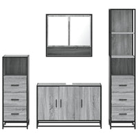 Set Mobili da Bagno 4 pz Grigio Sonoma in Legno Multistrato 3301283