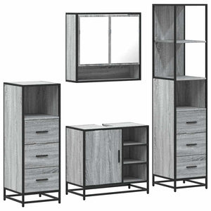 Set Mobili da Bagno 4 pz Grigio Sonoma in Legno Multistrato