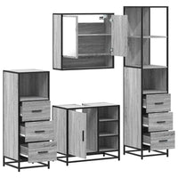 Set Mobili da Bagno 4 pz Grigio Sonoma in Legno Multistrato