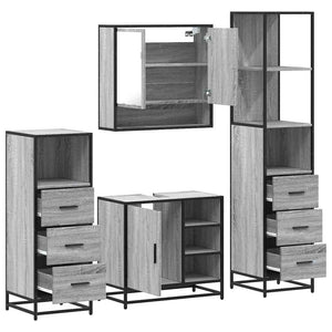 Set Mobili da Bagno 4 pz Grigio Sonoma in Legno Multistrato