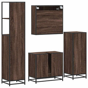 Set Mobili da Bagno 4 pz Rovere Marrone in Legno Multistrato 3301299