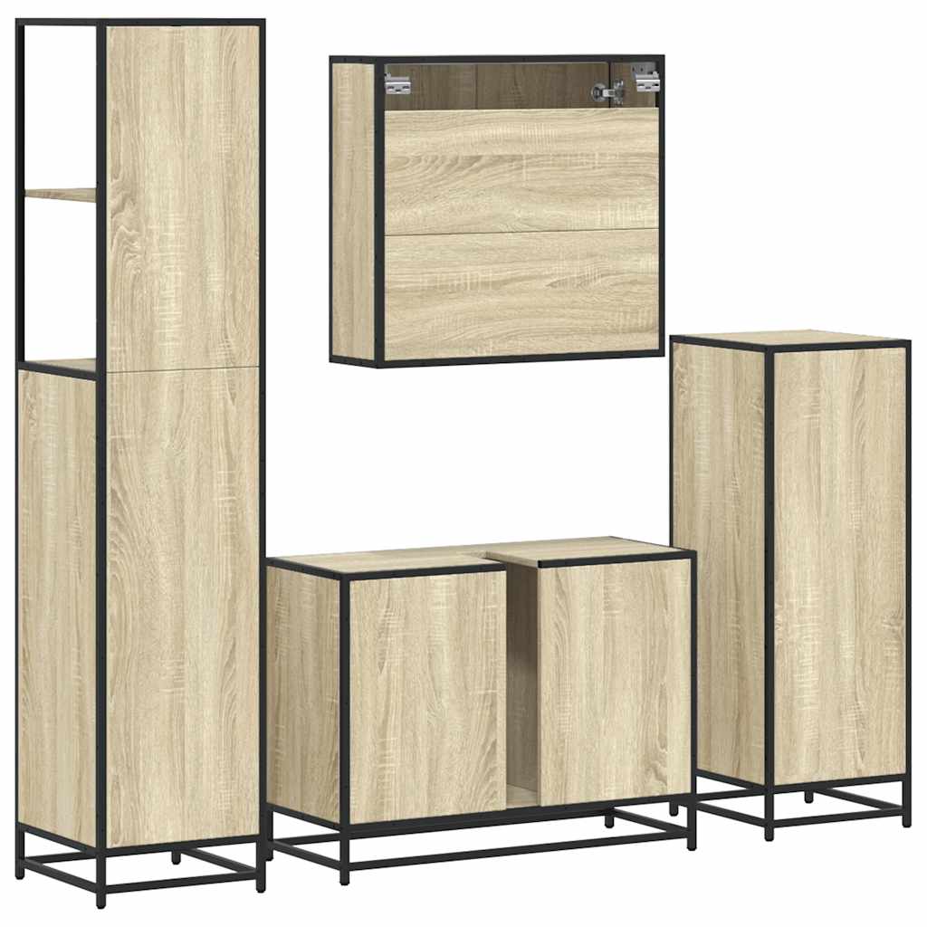 Set Mobili da Bagno 4 pz Rovere Sonoma in Legno Multistrato 3301301