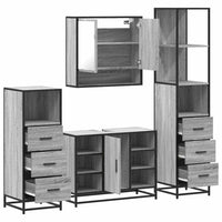Set Mobili da Bagno 4 pz Grigio Sonoma in Legno Multistrato