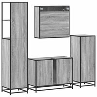 Set Mobili da Bagno 4 pz Grigio Sonoma in Legno Multistrato 3301303