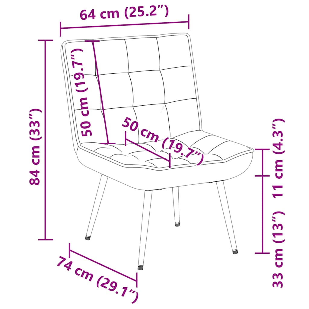 vidaXL Poltrona Relax 64x74x84 cm Marrone in Velluto