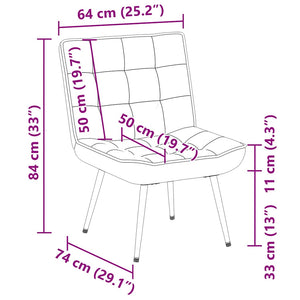 vidaXL Poltrona Relax 64x74x84 cm Crema in Velluto