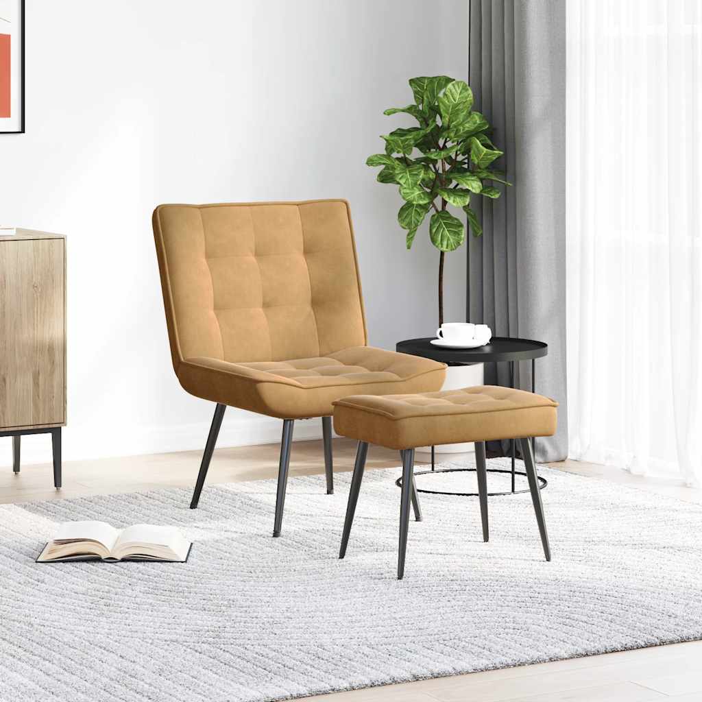 Poltrona Relax con Poggiapiedi Marrone in Velluto 4012334