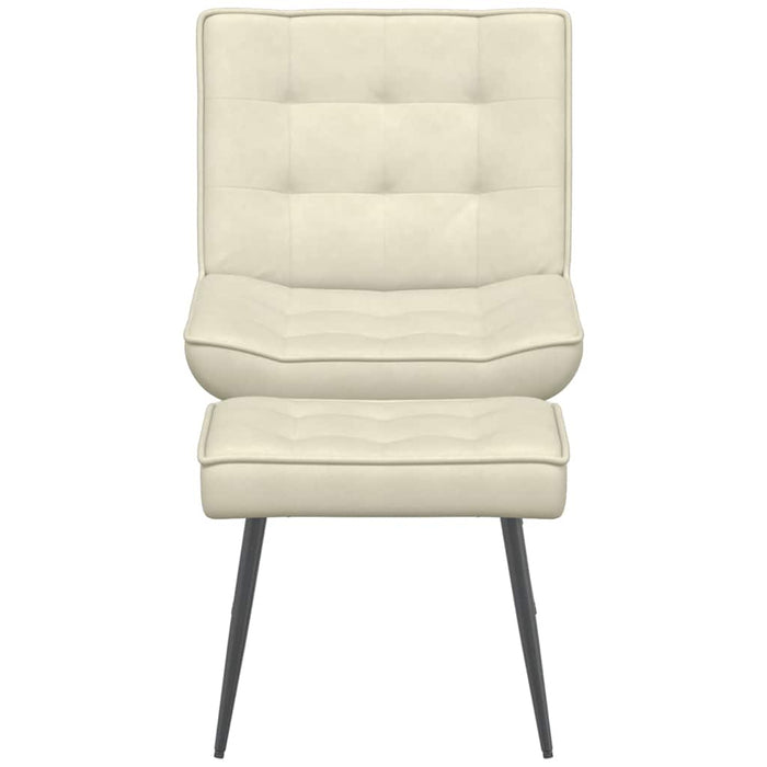 Poltrona Relax con Poggiapiedi Crema in Velluto 4012335