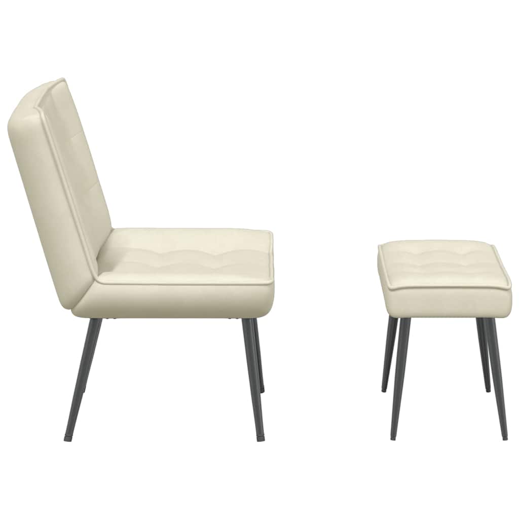 Poltrona Relax con Poggiapiedi Crema in Velluto