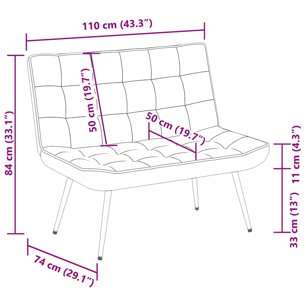 Panca Blu 110x74x84 cm in Velluto 4012346