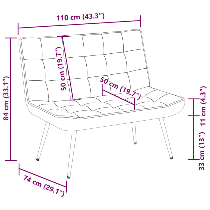 Panca Blu 110x74x84 cm in Velluto 4012346