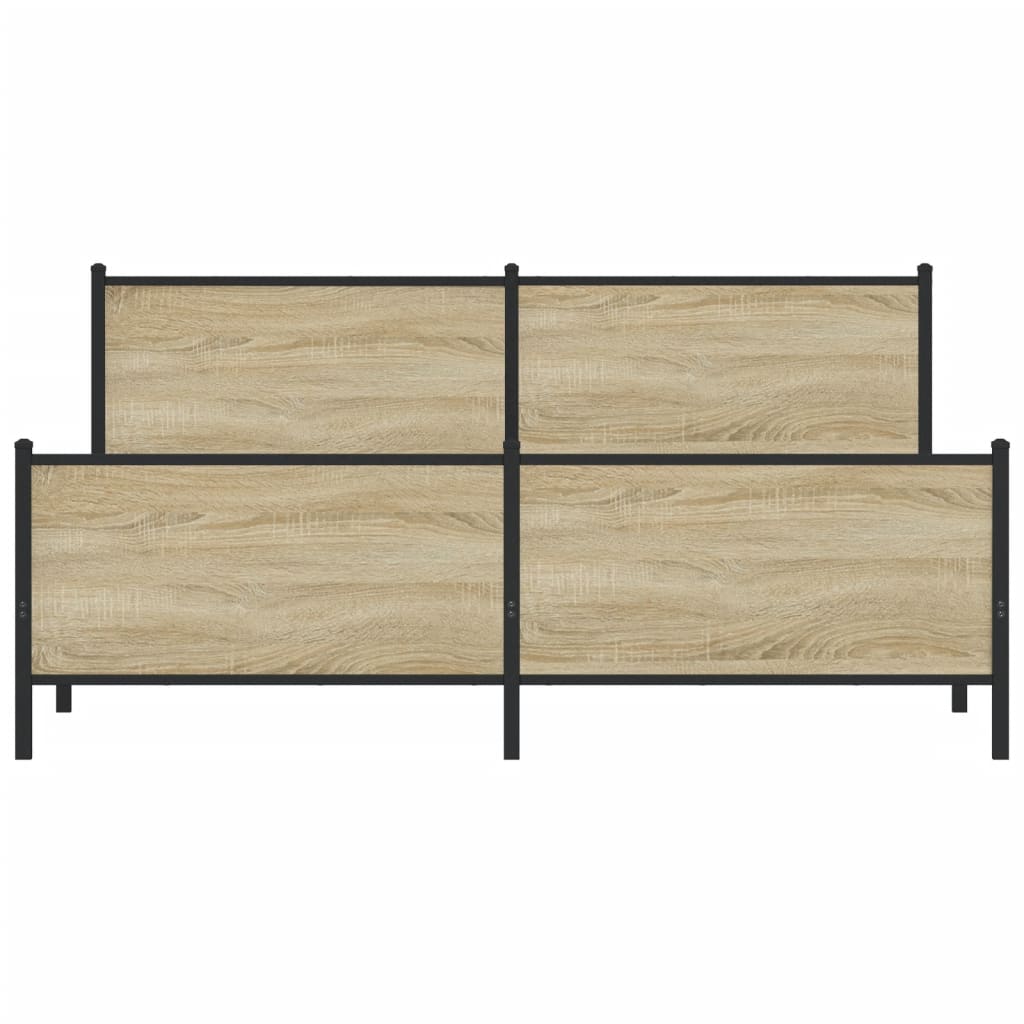 vidaXL Giroletto senza Materaso in Metallo Rovere Sonoma 200x200 cm