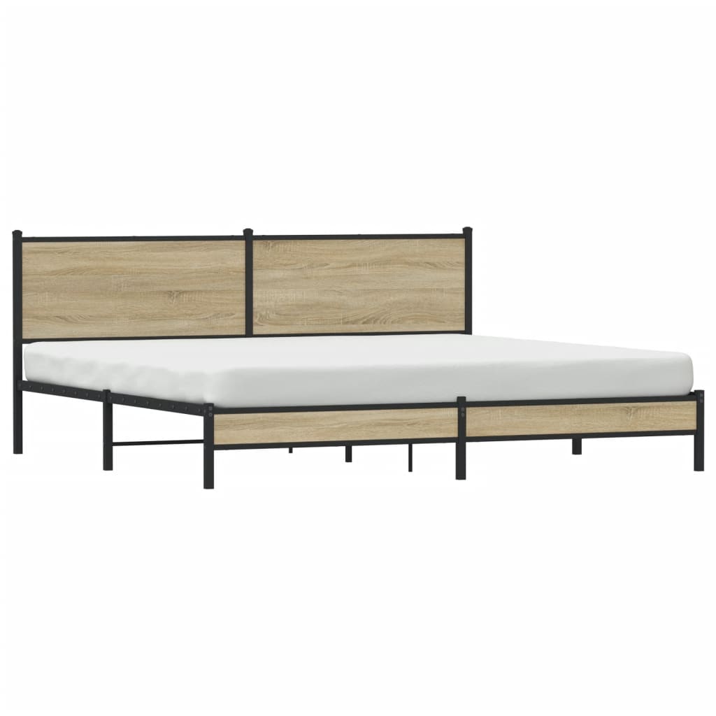 Giroletto senza Materasso in Metallo-Struttura Letto Rovere Sonoma 193x203 cm 713253