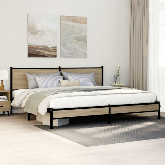 Giroletto senza Materasso in Metallo-Struttura Letto Rovere Sonoma 193x203 cm 713253