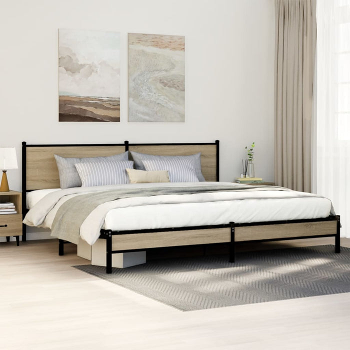 Giroletto senza Materasso in Metallo-Struttura Letto Rovere Sonoma 193x203 cm 713253
